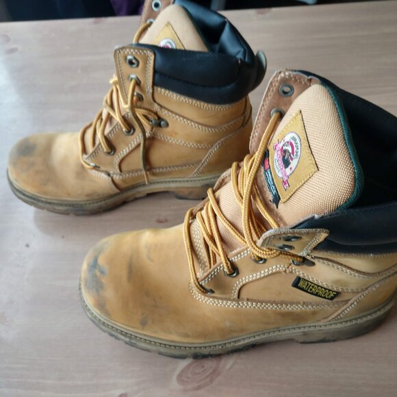 Brahma Men's Sz 9 Tan Leather Slip & Water Resistant Boots MNBR044014 - Picture 2 of 5